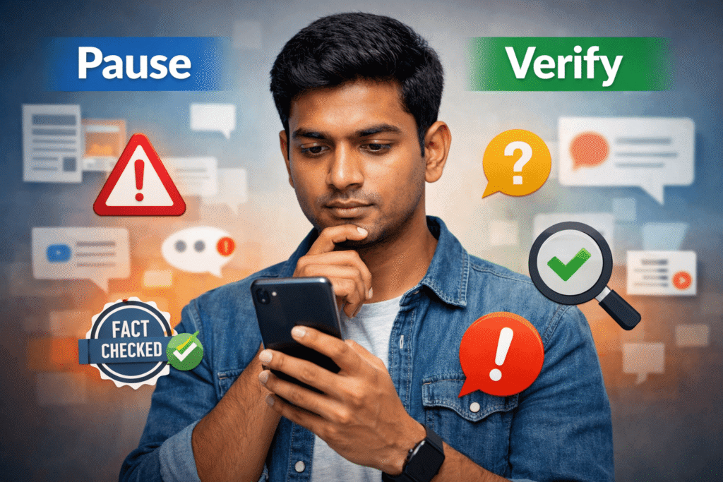 pause think verify before believing social media information