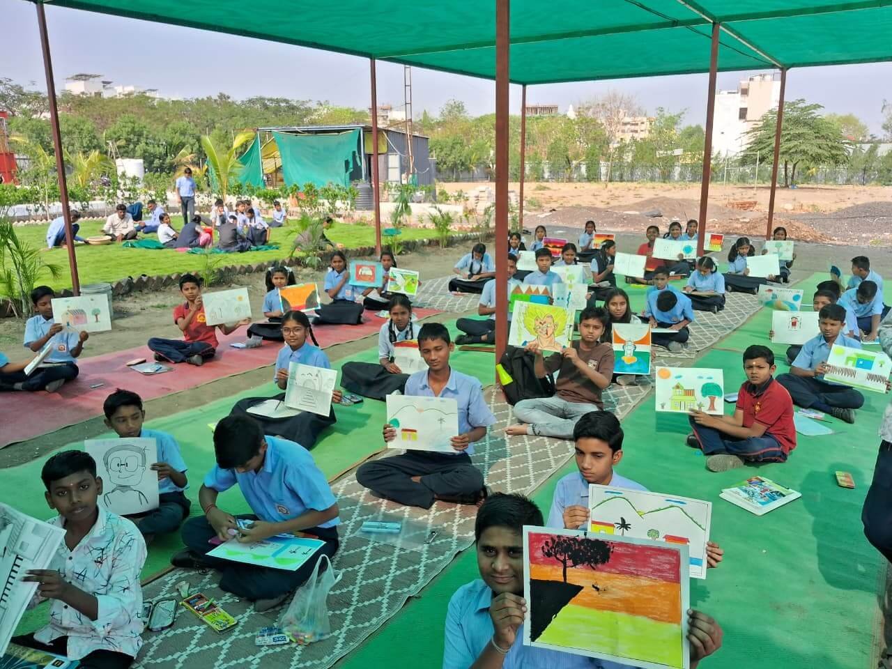 Event Highlights of drawing competition organised by YuvaRise in Chhatrapati Sambhajinagar