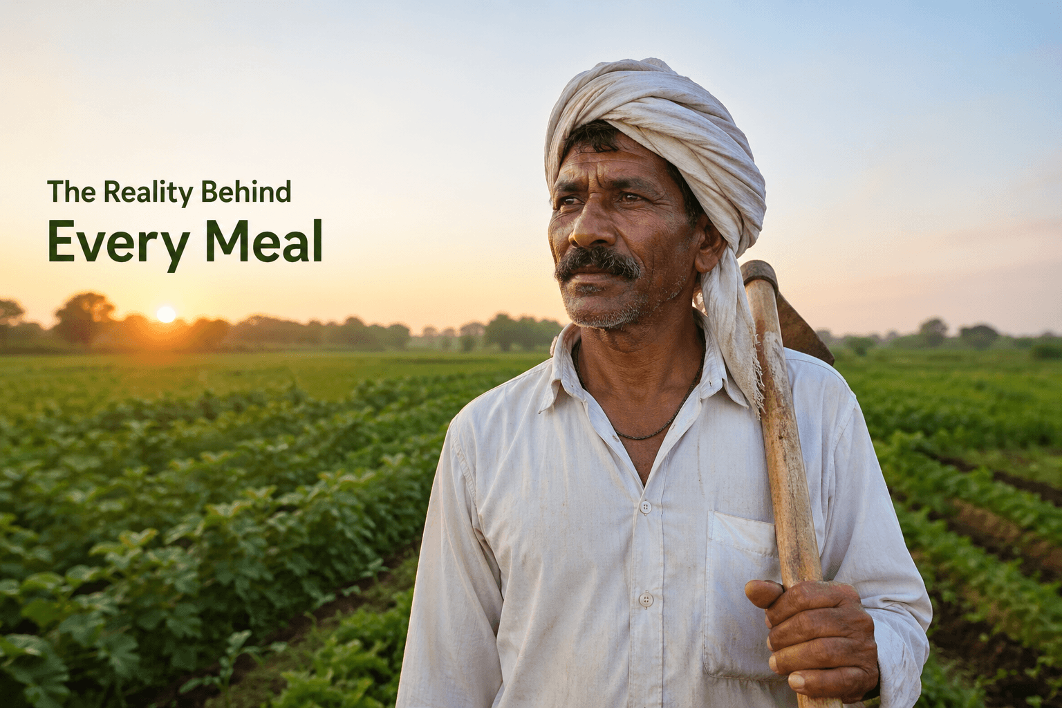 Farmers in India working in field showing the real struggle behind food production