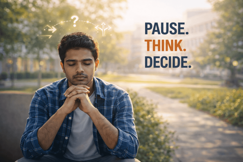 importance of pausing and thinking before making decisions