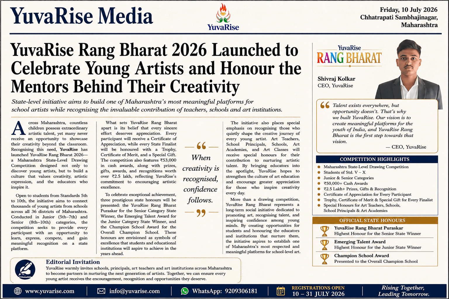 YuvaRise Media Release of YuvaRise Rang Bharat